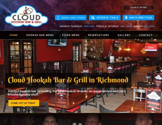Website Design for Hookah Lounges | Website Design for Food and Cafes