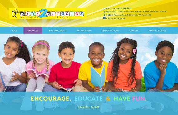 Childcare Learning Center Web Design Norfolk. Web design for childcare, day care, educational centers.