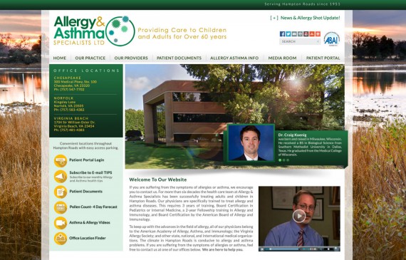 Website design Allergy Asthma Practice Virginia