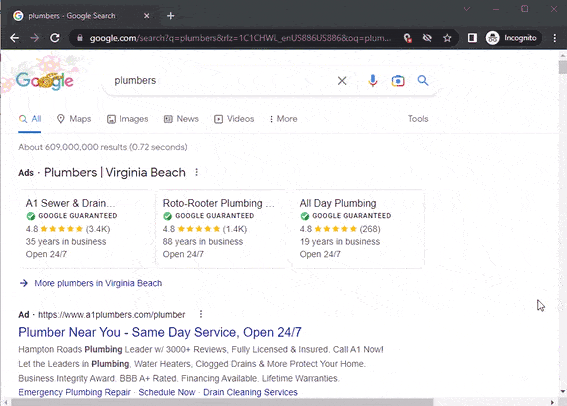 GOOGLE SEARCH INFINITE SCROLL