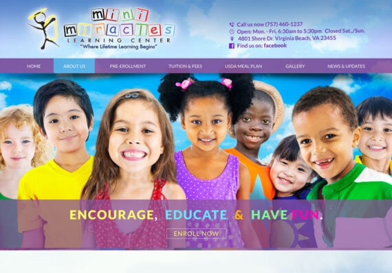 Childcare Learning Center Web Design. Web design for childcare, day care, educational centers.