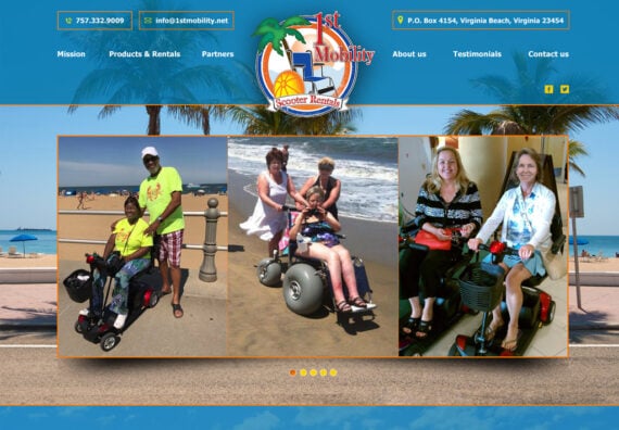 Website Design Scooter Rental Virginia Beach. Scooter Rental services website design.