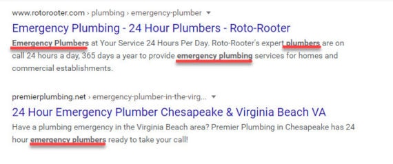 Results in Google Search
