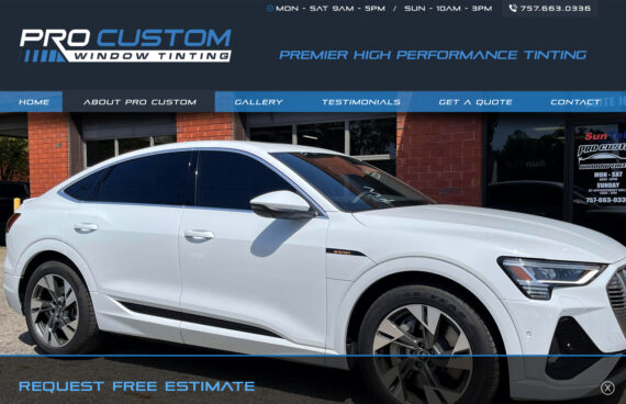 Web Design Window Tinting Business. Website design auto window tinting.