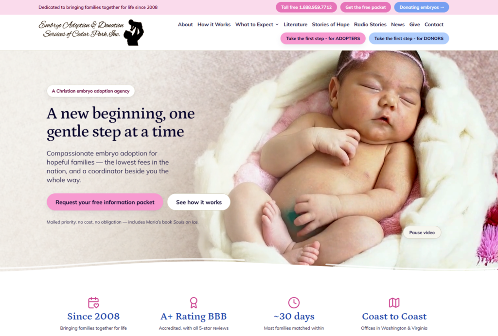 Adoption agency website design