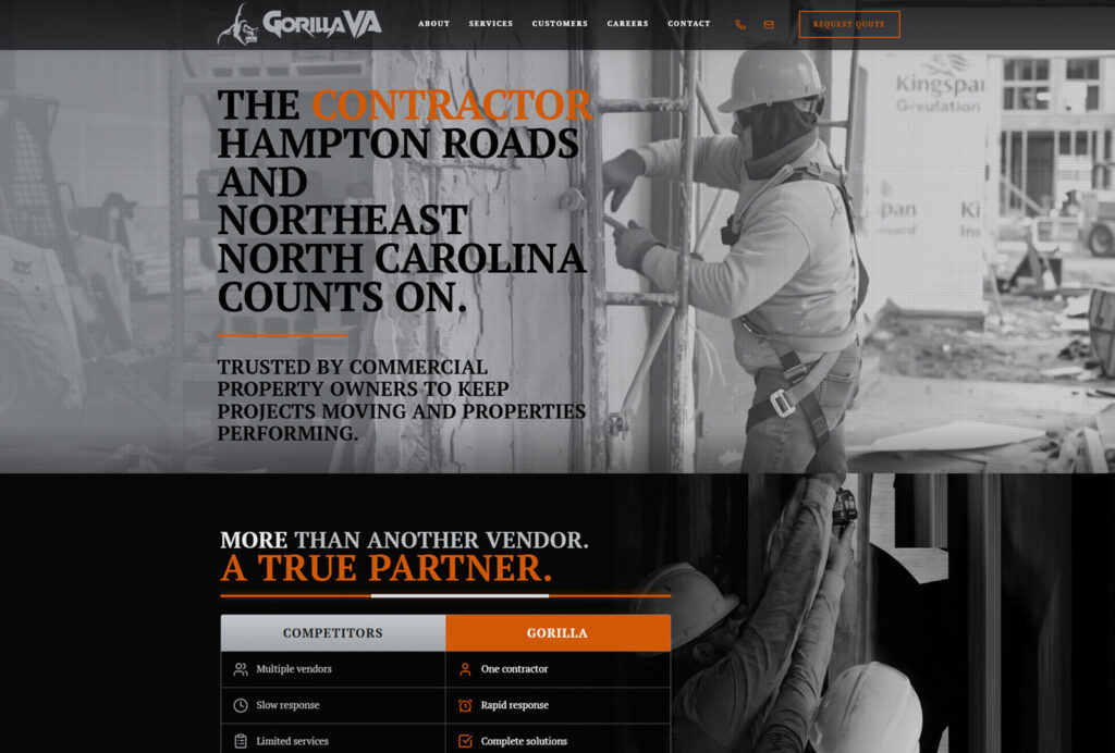 Contractors maintenance website design